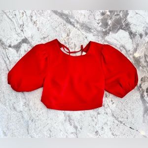 Lulu’s Cropped Blouse with Lace-up Back! - Size SMALL.